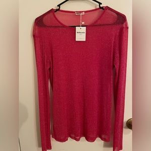 Sheer Hot Pink Sparkly Top